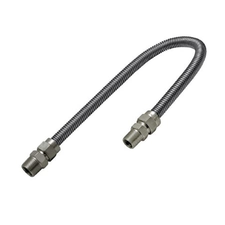 Flextron Gas Line Hose 5/8'' O.D. x 30'' Length 1/2" x 3/4" MIP Fittings, Stainless Steel Flexible Connector FTGC-SS12-30K